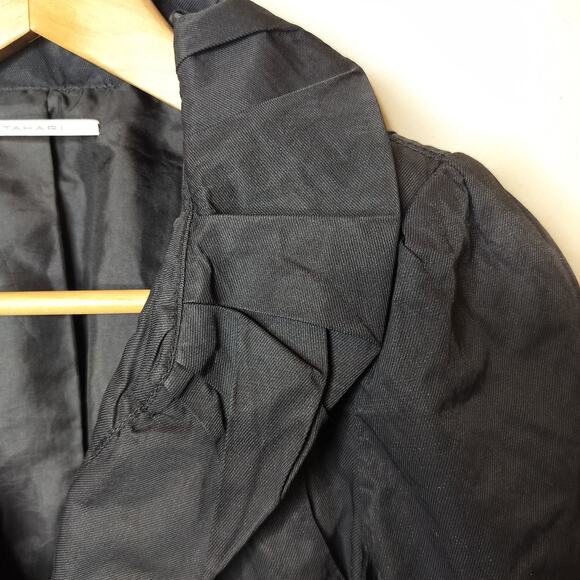 T Tahari Black Crinkle Metallic Jacket Snap Button Pockets - Picture 8 of 11